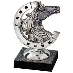 Статуэтка "Голова лошади и подкова" - символ года, счастья и благополучия, посеребрение, Италия