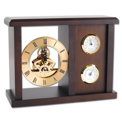 Часы настольные Гринвич с термометром и гигрометром, дерево, металл, стекло, цвет коричневый