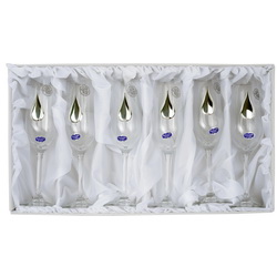 Набор из 6-ти фужеров для шампанского с каплей нефти, хрустальное стекло, посеребрение, Италия