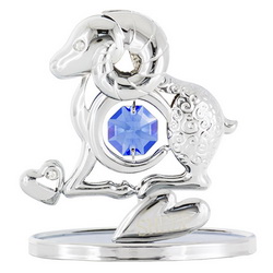 Сувенир "Символ года" с голубым кристаллом на подставке, сталь
