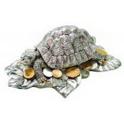 Статуэтка Черепаха с деньгами, полимер, посеребрение