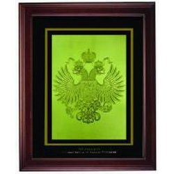 Герб Российской Федерации, золото 24К, дерево, стекло