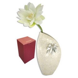 Ваза Ninfea с цветком лотоса, h38 см, керамика, перламутр,серебро