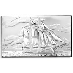 Картина Корабль, дерево, отделка-серебро, Италия