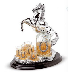 Набор для водки "Символ года": штоф + 6 стопок, хрустальное стекло, посеребрение, Италия
