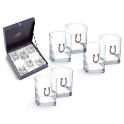 Набор из 6-и стаканов для виски "Подкова", хрустальное стекло, покрытие - серебро, Италия