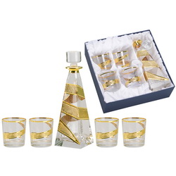 Набор для виски "Первая нефть": графин, 750 мл, 4 стакана по 300 мл, хрусталь, в подарочной коробке, Италия
