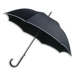 Зонт-трость CERRUTI с серой каймой и металлической ручкой, черный