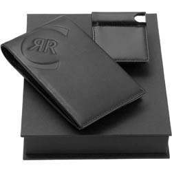 Набор подарочный CERRUTI: портмоне и визитница с флэш-картой USB 4Gb, кожа металл,