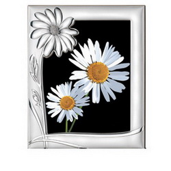 Рамка для фото Ромашка 10х15см, комплектуется зеркалом, дерево, отделка - серебро, Италия