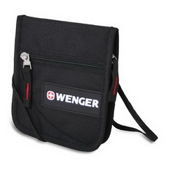 Портмоне Wenger на шнурке с отделениями для документов и кредитных карт, полиэстер, цвет черный