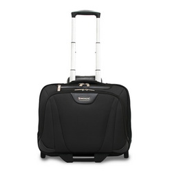 Сумка-чемодан на колесиках "Wenger", с 2-мя отделениями и удобной выдвигающейся ручкой, полиэстр, цвет черный