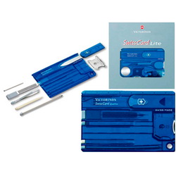 Набор дорожный Victorinox Swiss Card Quattro, 13функций, транспарент синий