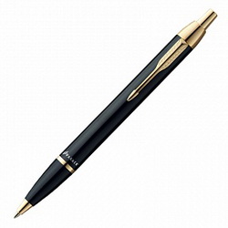 Ручка Parker IM Metal Black GT (корпус-латунь/лак, отделка-позолота), шариковая, цвет черный
