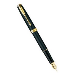 Ручка Parker Sonnet Matt Black GT перьевая (перо-отделка 23К,корпус-латунь,лак, отделка-позолота 14К), черный