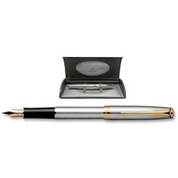 Ручка Parker Sonnet Stainless Steel GT перьевая, серебристый