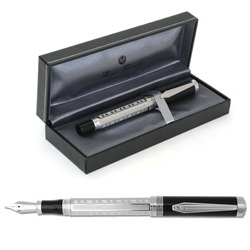 Ручка перьевая Flavio Ferrucci Panteon в подарочной коробке, отделка - позолота, перо 18К, цвет серебристый