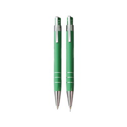 Набор "Барн": ручка шариковая и карандаш,металл, в подарочном футляре, цвет зеленый