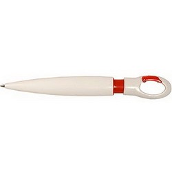 Ручка шариковая на карабине, бело- красный
