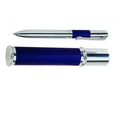Шариковая ручка в футляре-тубусе, металл, кожзам, синий