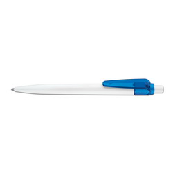 Ручка шариковая Sunny Basic с цветным прозрачным клипом, бело-синий