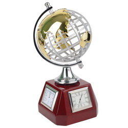 Набор настольный "Земной шар" с часами, термометром, гигрометром, стекло, металл, дерево