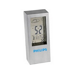 Часы-термометр-гигрометр-барометр-дата серебристый