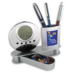 Часы-календарь-будильник-рамка 3,5х5 см-подставка под ручки и скрепки