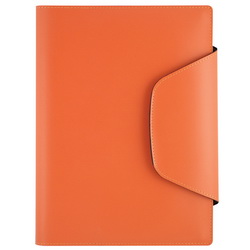 Книга-блокнот с клапаном ( 376 стр.), кожа, в подарочной коробке, оранжевый