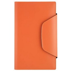 Книга-блокнот с клапаном ( 376 стр.), кожа, в подарочной коробке, оранжевый