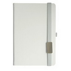 Записная книжка LANYBOOK TUCSON (240 cтр.), тонированный блок в линейку, держатель для ручки, резинка с шильдом серая, цвет белый