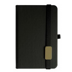 Записная книжка LANYBOOK TUCSON (240 cтр.), тонированный блок в линейку, держатель для ручки, резинка с шильдом черная, цвет черный
