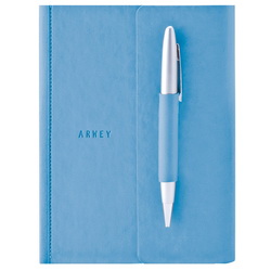 Записная книжка ARWEY (208 стр.) с тонированным блоком без линовки, полумягкая обложка, кармашек для записок, ручка, Турция, цвет голубой