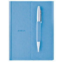 Записная книжка ARWEY (208 стр.) с тонированным блоком без линовки, полумягкая обложка, кармашек для записок, ручка, Турция, цвет голубой