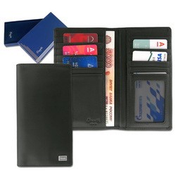Портмоне с отделениями для кредитных карт, кожа, в подарочной коробке, Франция, цвет черный