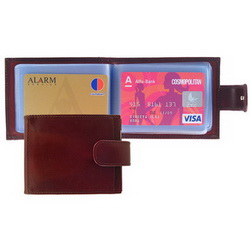 Футляр для 40 визиток, кредитных или дисконтных карт, кожа, коричневый