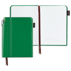 Записная книжка, Cross отделкой из перфорированной кожи, с шариковой ручкой и локнотом в линейку, кожа, зеленый