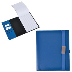 Папка для документов с блокнотом, карманы для визиток, записок, кожзам, металлический шильд