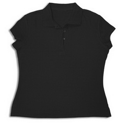 Рубашка поло женская, L,100 % хлопок, плотность 205 г/кв.м, черный