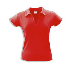 Рубашка-поло женская,L,100% хлопок, плотность 205 г/кв.м красный