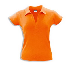 Рубашки-поло S женская 100% хлопок, плотность 205 г/кв.м, оранжевый