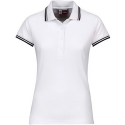 Рубашка-поло женская, XL, с контрастной отделкой на воротнике и манжетах, 100% хлопок, плотность 180 г/кв.м, цвет белый