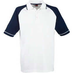 Рубашка-поло, M, с цветными рукавами реглан, 100% хлопок, плотность 180 г/кв.м, цвет бело-темно-синий