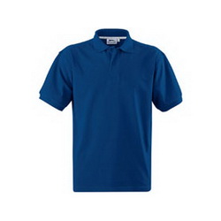 Рубашка-поло S, с вязаным воротником и манжетами, 100% хлопок, плотность 200 г/кв.м, цвет синий