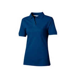 Рубашка-поло женская L, с вязаным воротником и манжетами,боковыми разрезами, 100% хлопок, плотность 200 г/кв.м, цвет синий