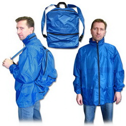 Куртка-ветровка-рюкзак с капюшоном L, полиэстер 100%, цвет синий