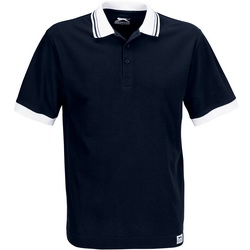 Рубашка-поло S, хлопок 100 %, с контрастной отделкой на воротнике и манжетах, плотность 200-220г/кв.м, цвет темно-синий