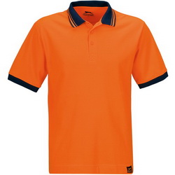 Рубашка-поло М, хлопок 100 %,с контрастной отделкой на воротнике и манжетах, плотность 220г/кв.м, цвет оранжевый
