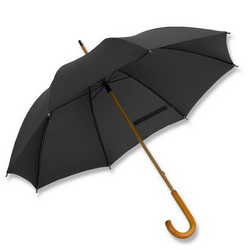 Зонт-трость с деревянной ручкой, черный