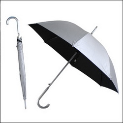 Зонт-трость-двухцветный, полуавтомат "Silver" с алюминиевой ручкой
